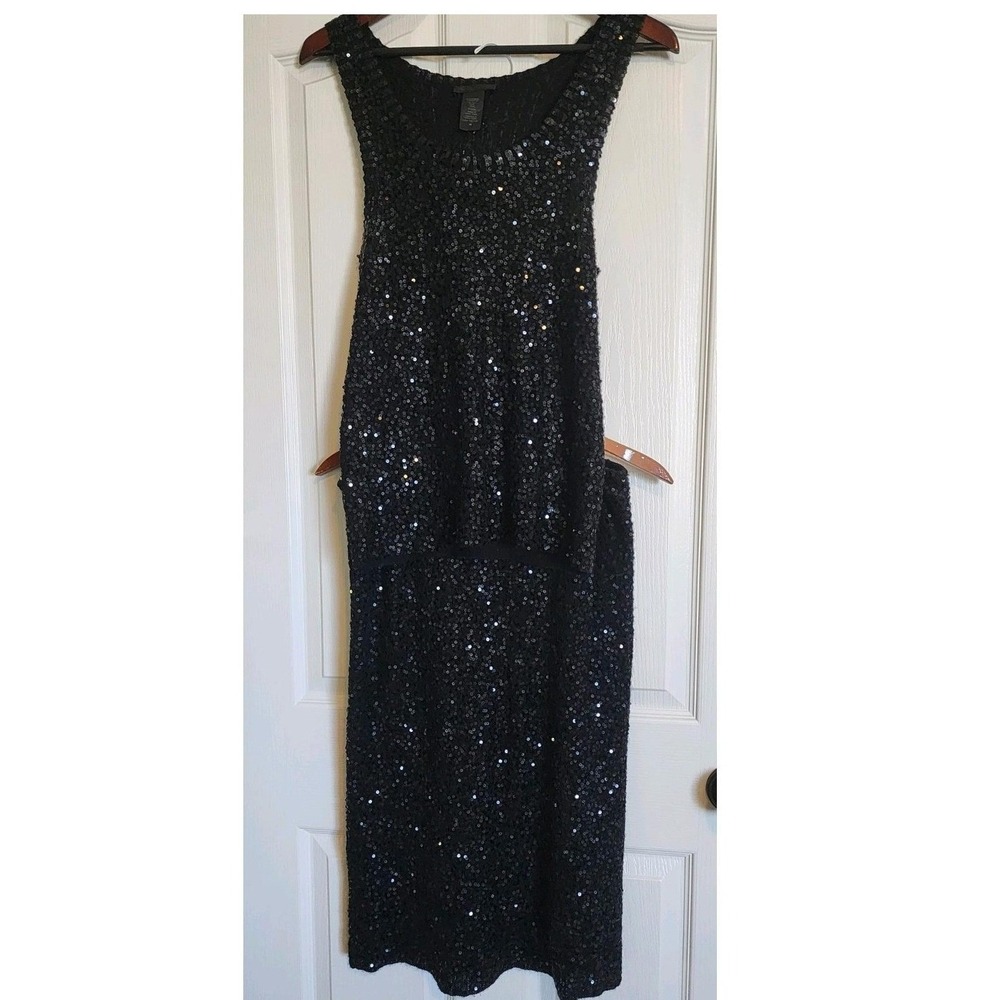 Rare Vintage Donna Karan Black Label Silk Cashmere Sequin 2 Pc Skirt Set L glam